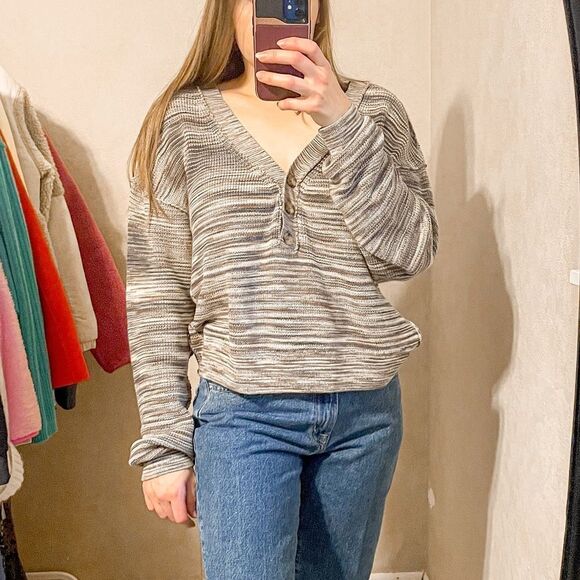 Free People Mercury Henley V Neck Pullover S - Picture 1 of 8